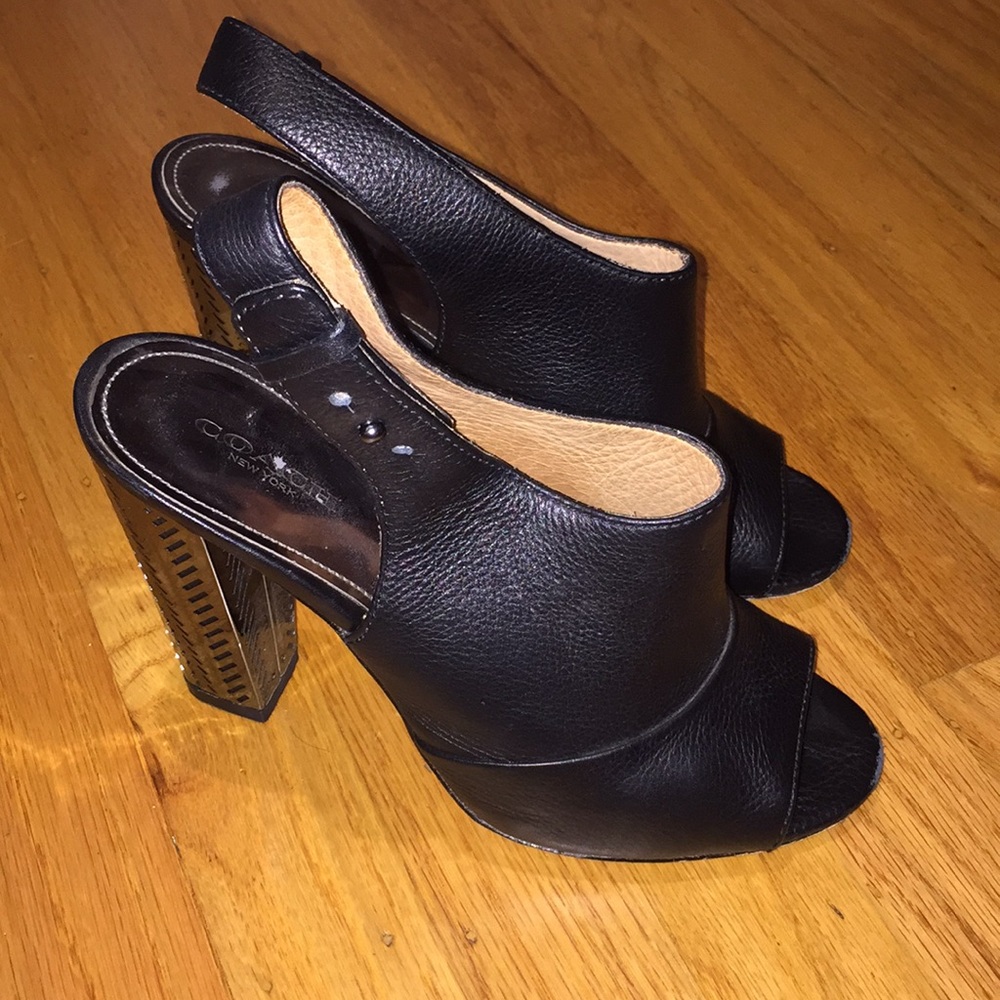 Coach metal and leather heels